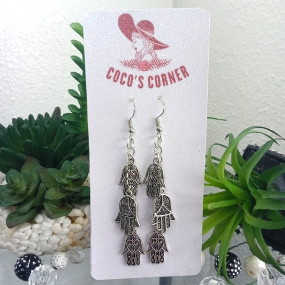 Hamsa Hand of Fatima dangle earrings